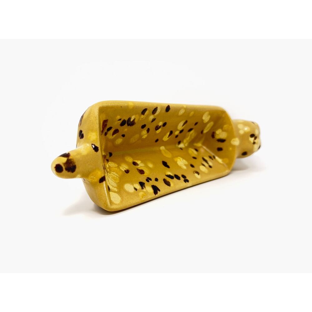 Vtg Dachshund Wiener Dog Serving Cracker Candy Dish Ceramic Bar Sponge Speckled - Picture 7 of 10